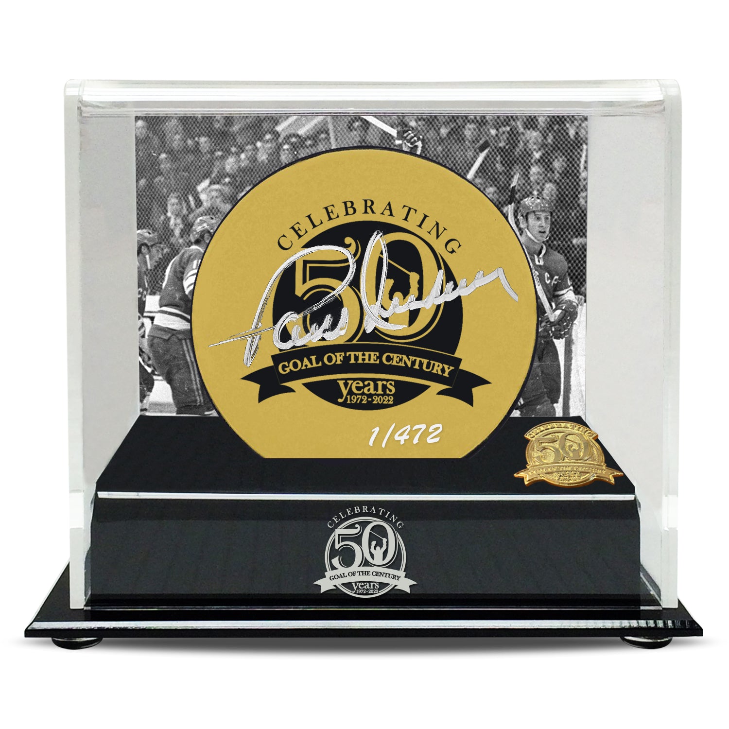 50th Anniversary Paul Henderson Signed Limited Edition Gold Goal of the Century Puck