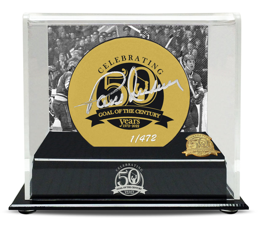 50th Anniversary Paul Henderson Signed Limited Edition Gold Goal of the Century Puck