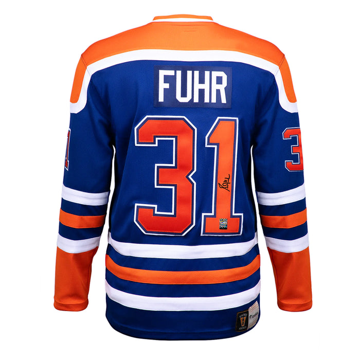 Grant Fuhr Signed Edmonton Oilers Fanatics Vintage Blue Jersey