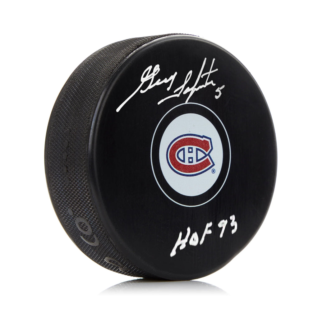 Guy Lapointe Signed Montreal Canadiens Puck with HOF Note