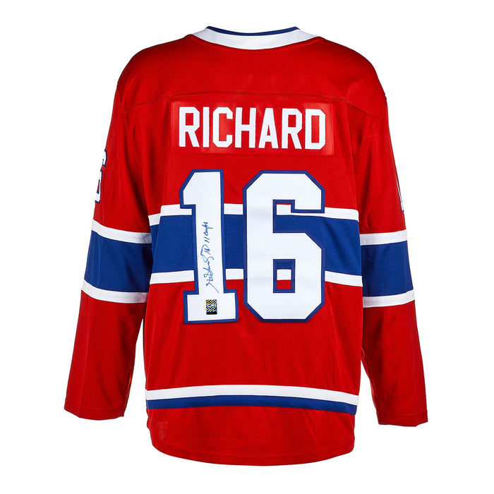 Henri Richard Signed Montreal Canadiens Fanatics Breakaway Home Red Jersey - Heritage Hockey™