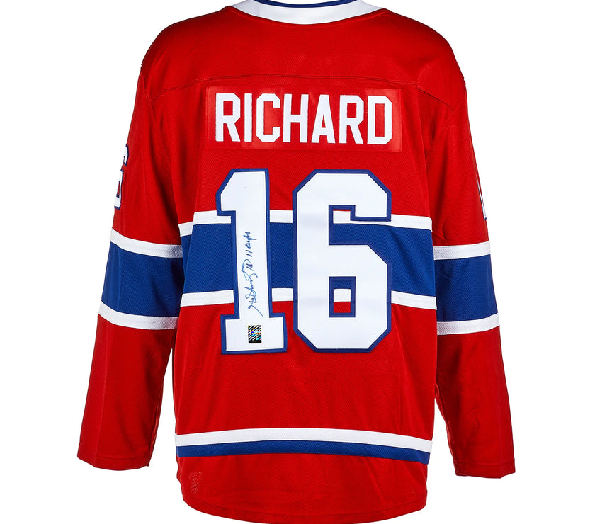 Henri Richard Signed Montreal Canadiens Fanatics Breakaway Home Red Jersey