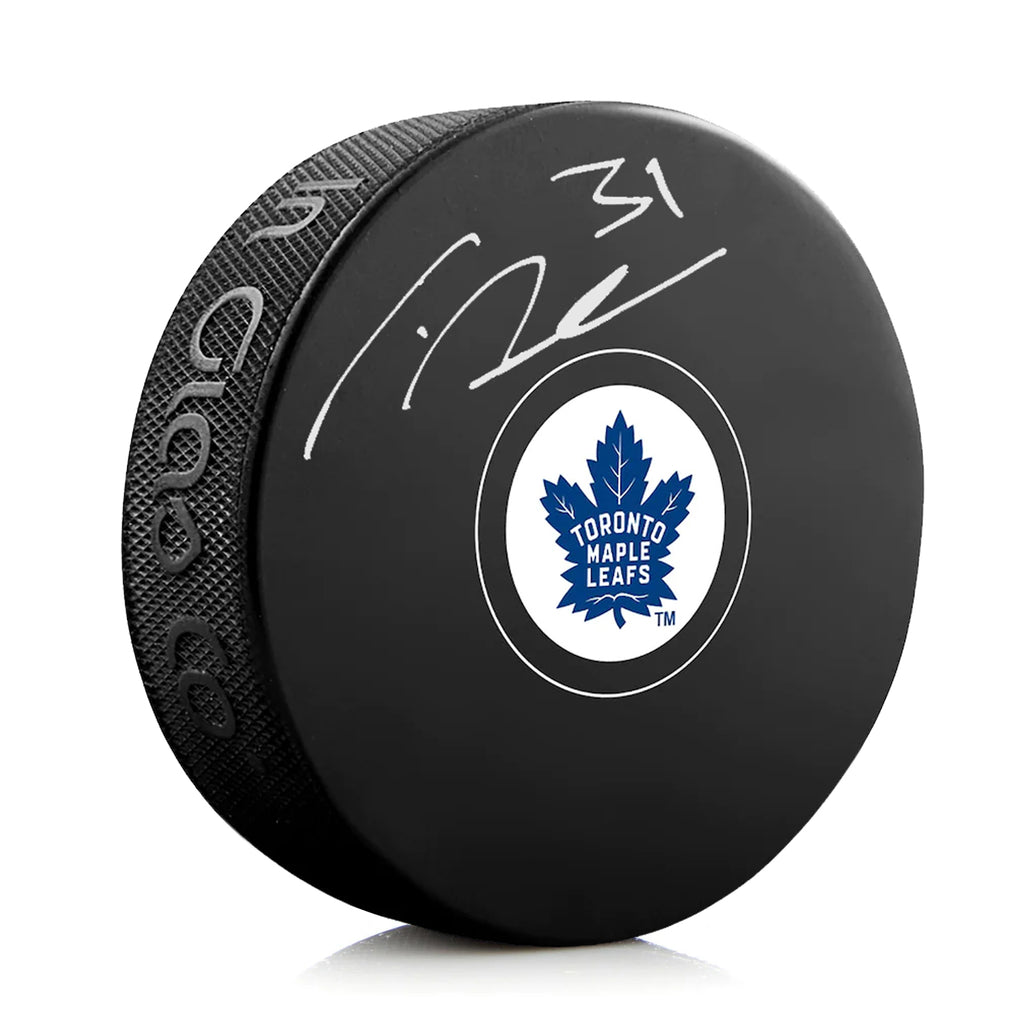 Frederik Andersen Signed Toronto Maple Leafs Puck