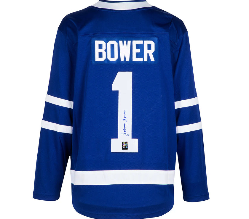 Johnny Bower Signed Toronto Maple Leafs Fanatics Breakaway Home Blue Jersey