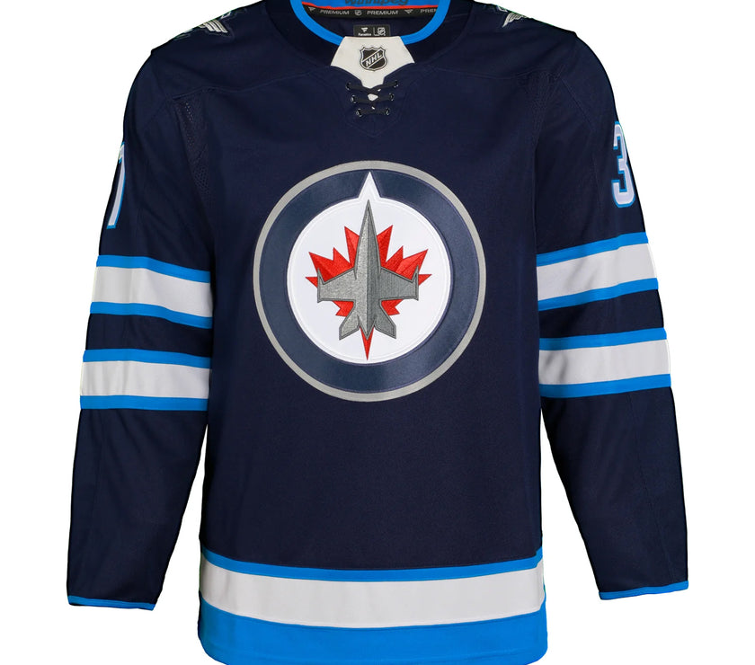 Connor Hellebuyck Signed Winnipeg Jets Fanatics Premium Home Navy Jersey