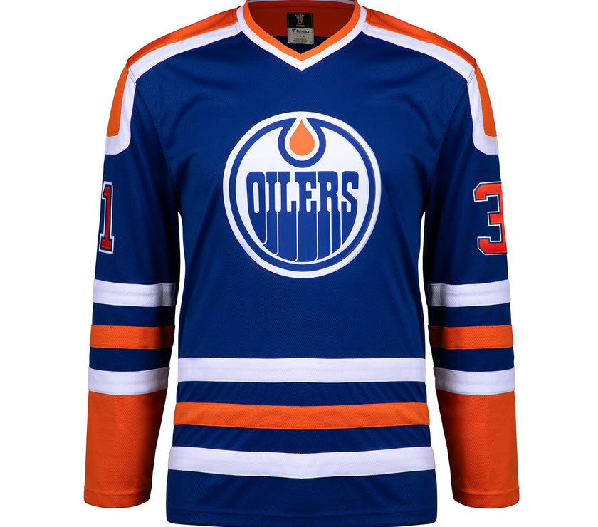 Grant Fuhr Signed Edmonton Oilers Fanatics Vintage Blue Jersey