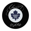 Borje Salming Signed Toronto Maple Leafs Puck with HOF Note