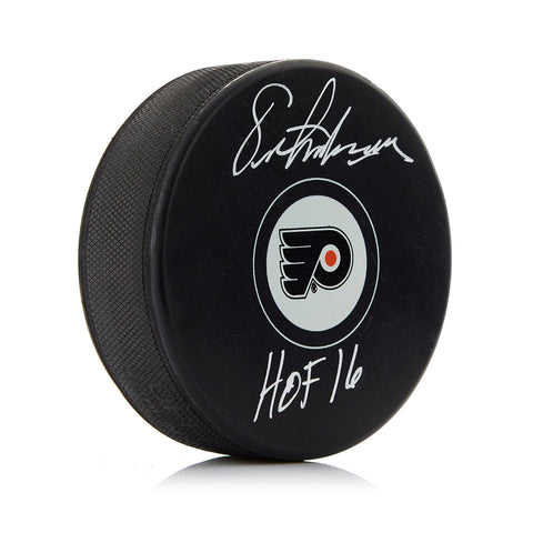 Eric Lindros Signed Philadelphia Flyers Puck with HOF Note