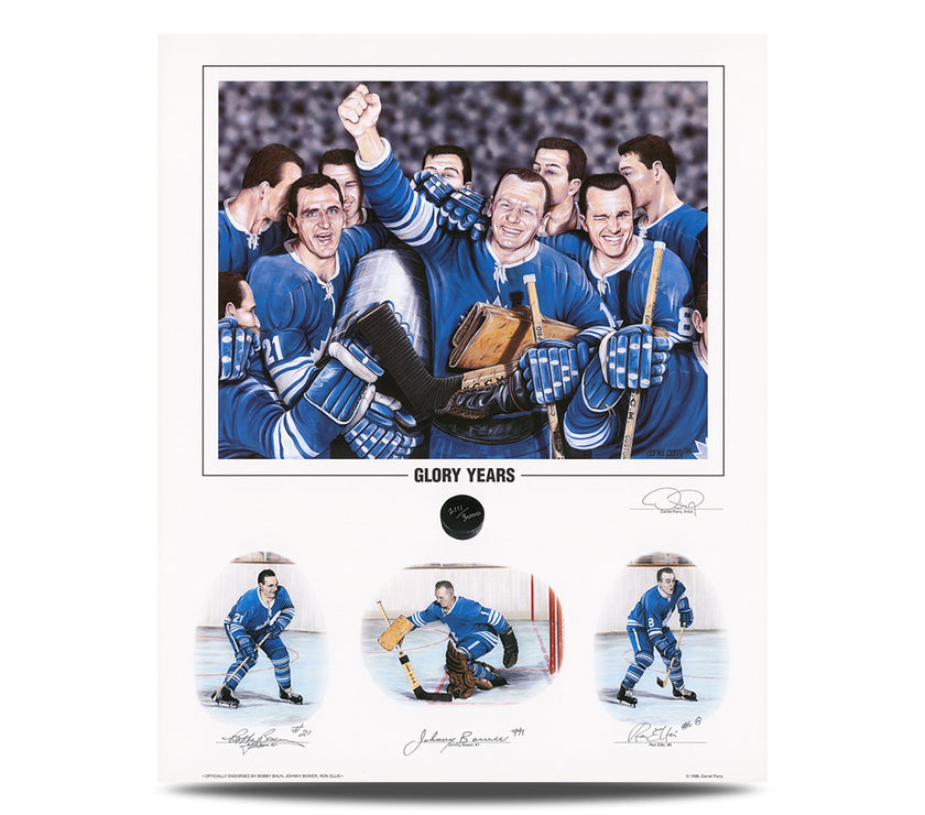 Glory Years Limited Edition Print Signed by Bobby Baun, Johnny Bower & Ron Ellis