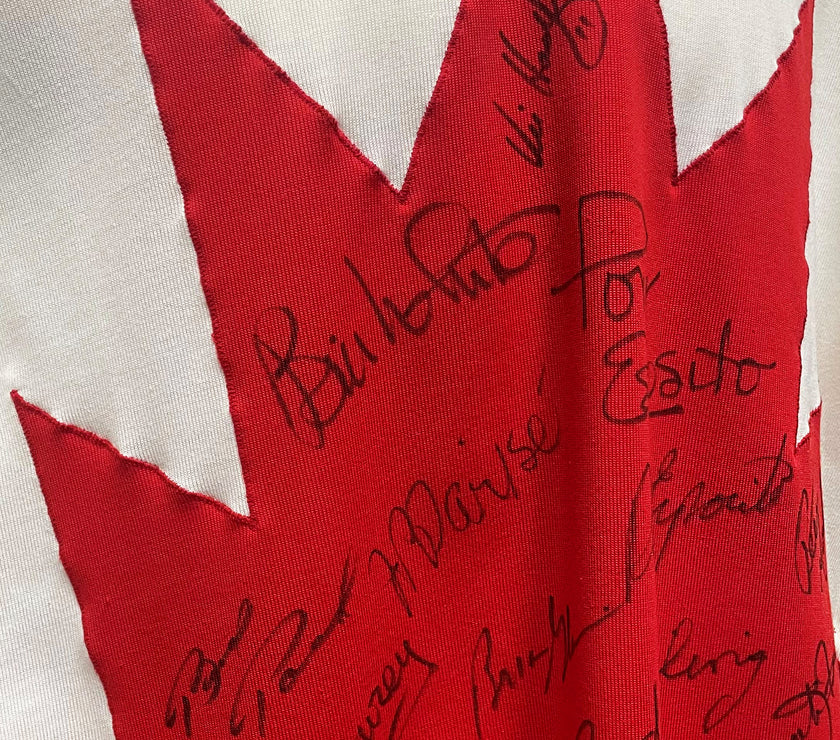 Team Canada 1972 Summit Series Original Athletic Knit Material Away White Jersey - Signed by 26 Players