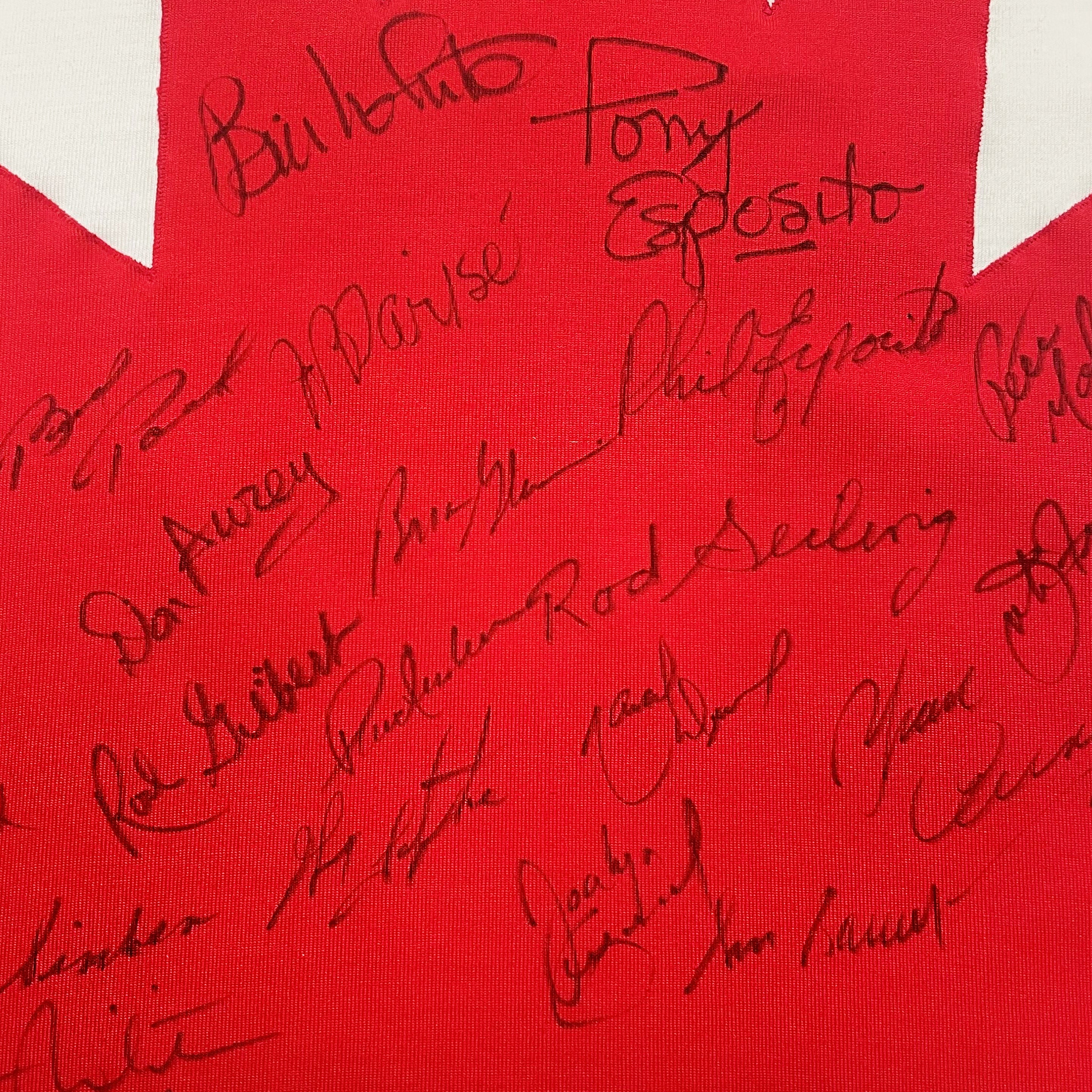 Team Canada 1972 Summit Series Original Athletic Knit Material Away White Jersey - Signed by 26 Players