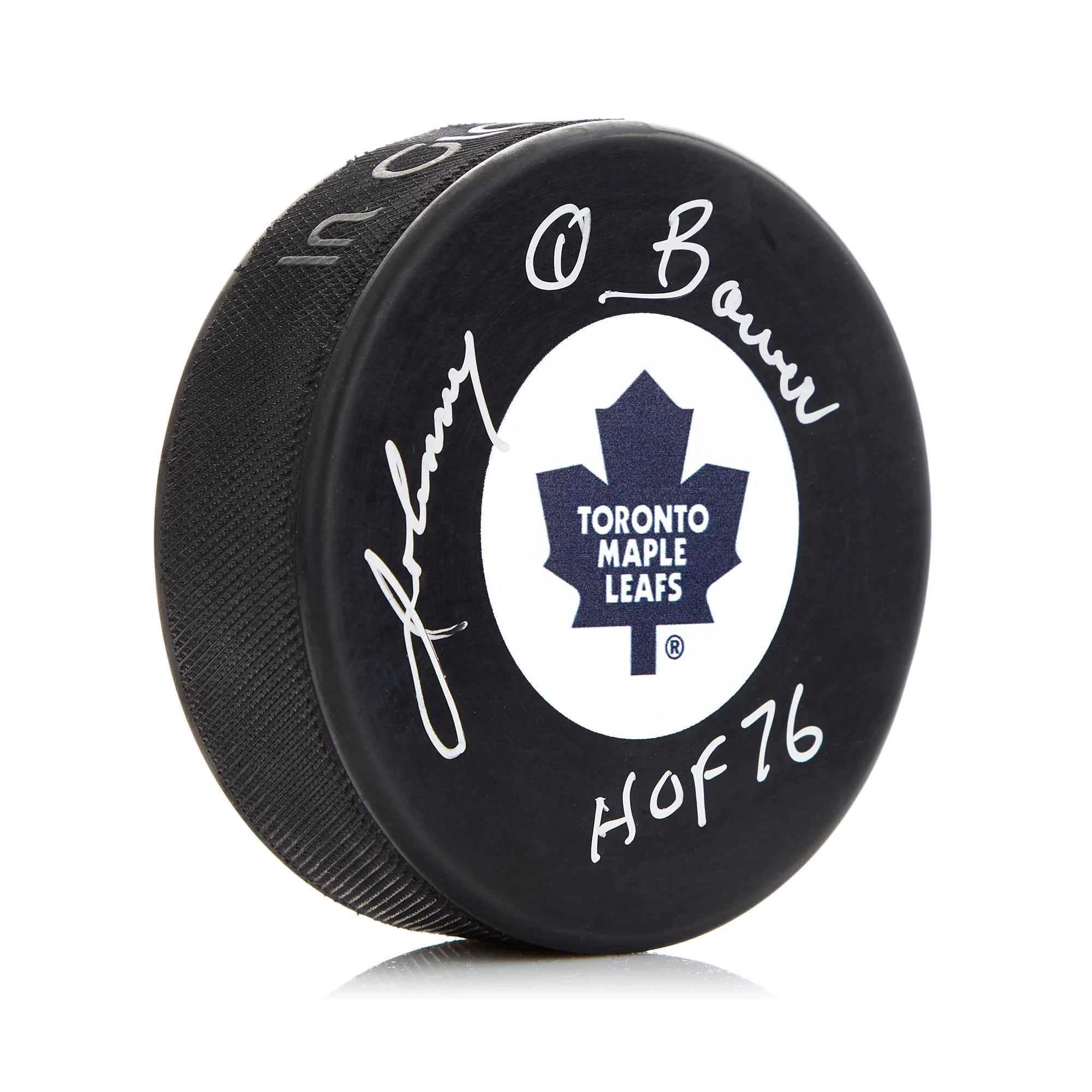 Johnny Bower Signed Toronto Maple Leafs Puck with HOF Note