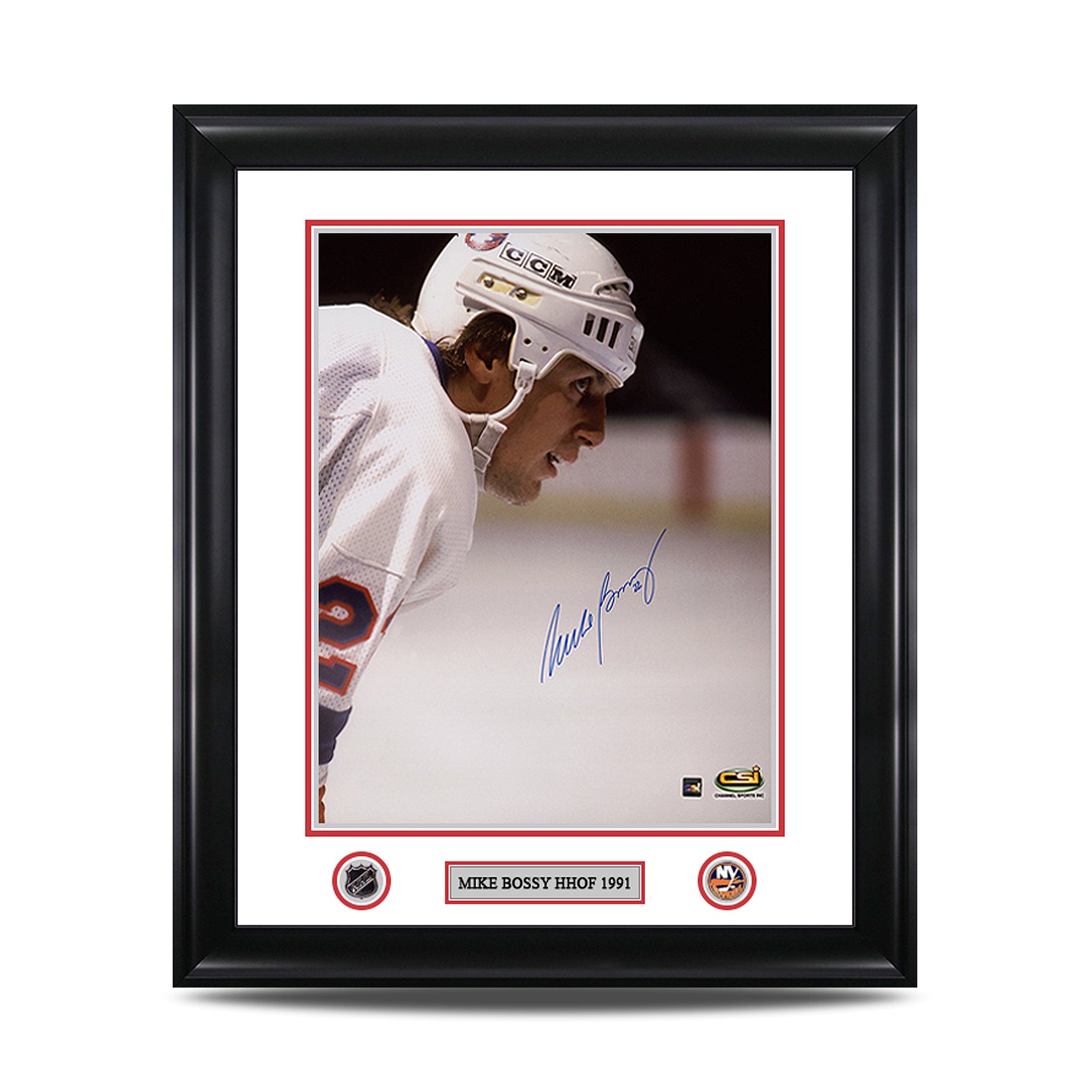 Mike Bossy Signed New York Islanders Colour Portrait Framed 16x20 Photo - Heritage Hockey™