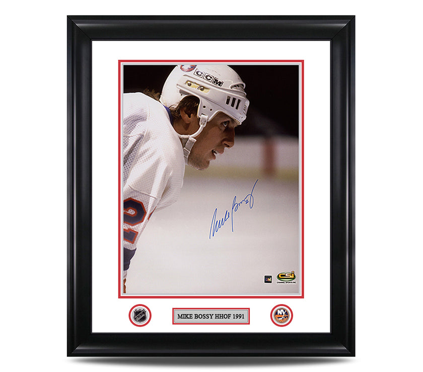 Mike Bossy Signed New York Islanders Colour Portrait Framed 16x20 Photo - Heritage Hockey™