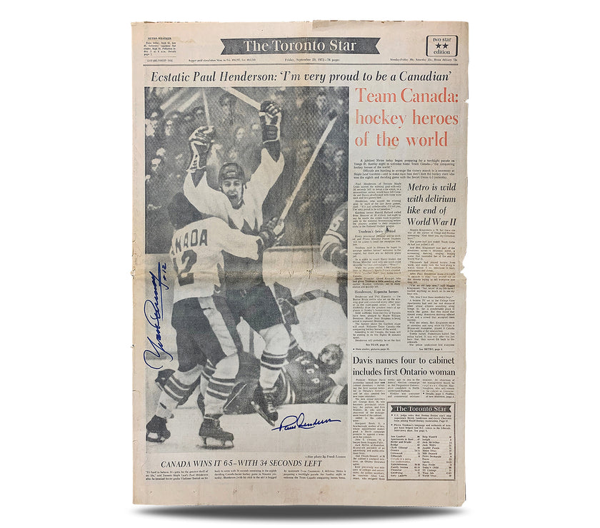 Paul Henderson & Yvan Cournoyer Signed Original September 29, 1972 Toronto Star Newspaper