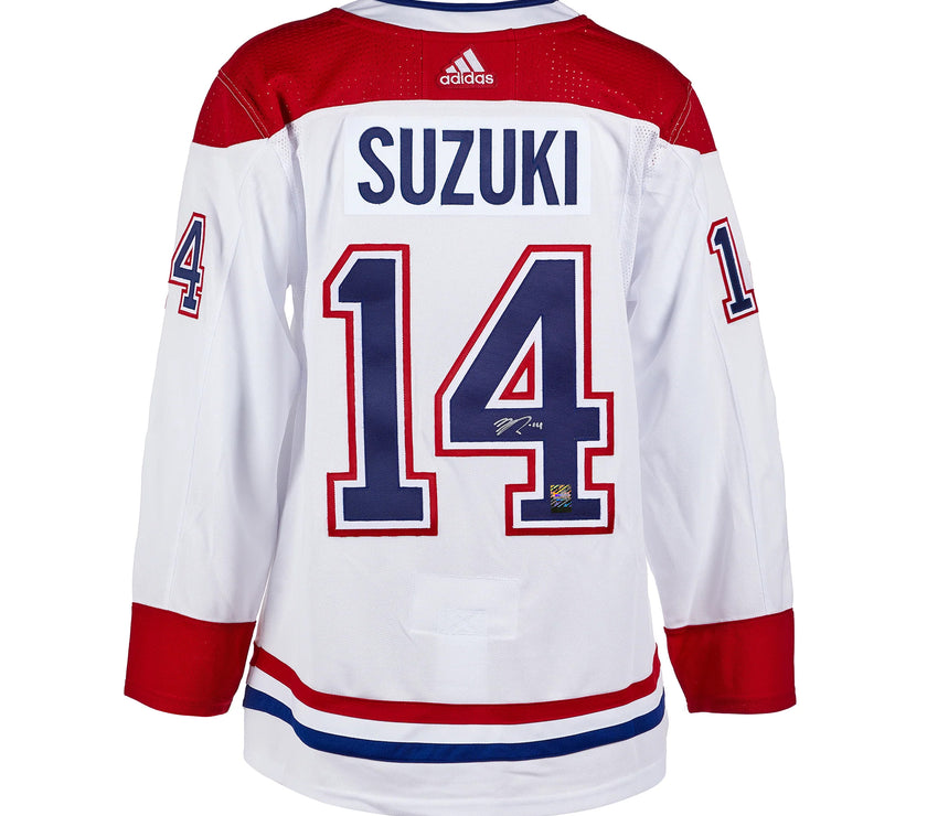 Nick Suzuki Signed Montreal Canadiens Adidas Pro Away White Jersey