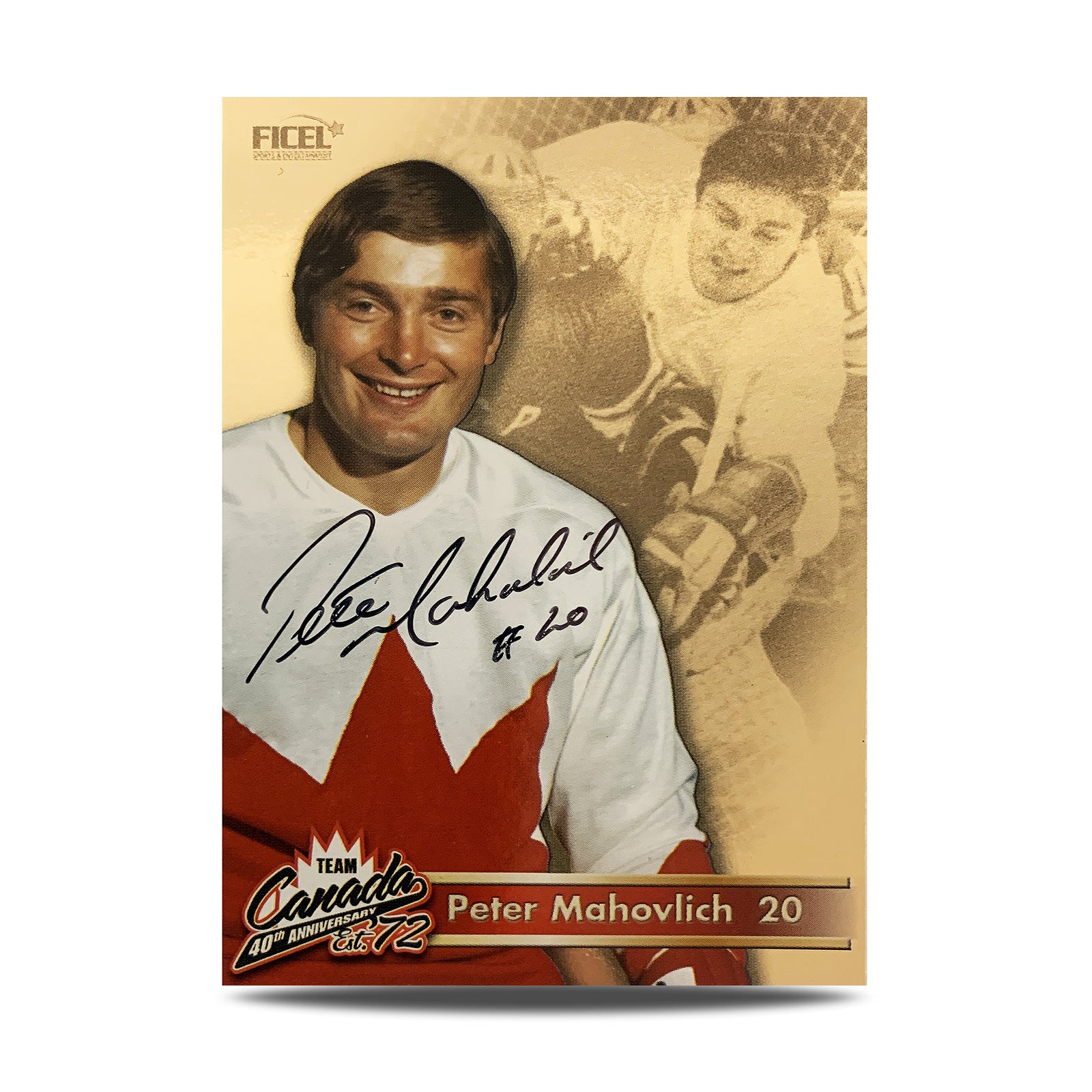 Peter Mahovlich #20 Signed Official 40th Anniversary Team Canada 1972 Card