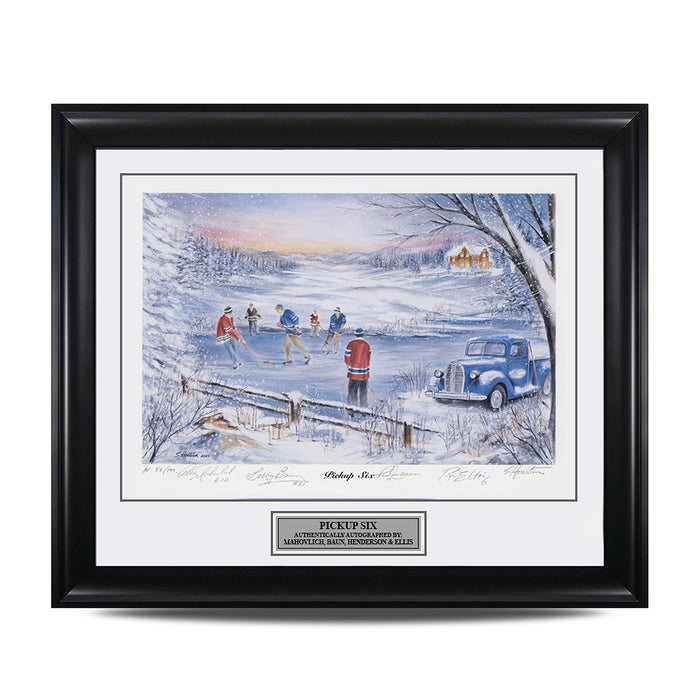 Pickup Six – Peter Mahovlich, Bobby Baun, Ron Ellis & Paul Henderson Signed Limited Edition Print - Heritage Hockey™