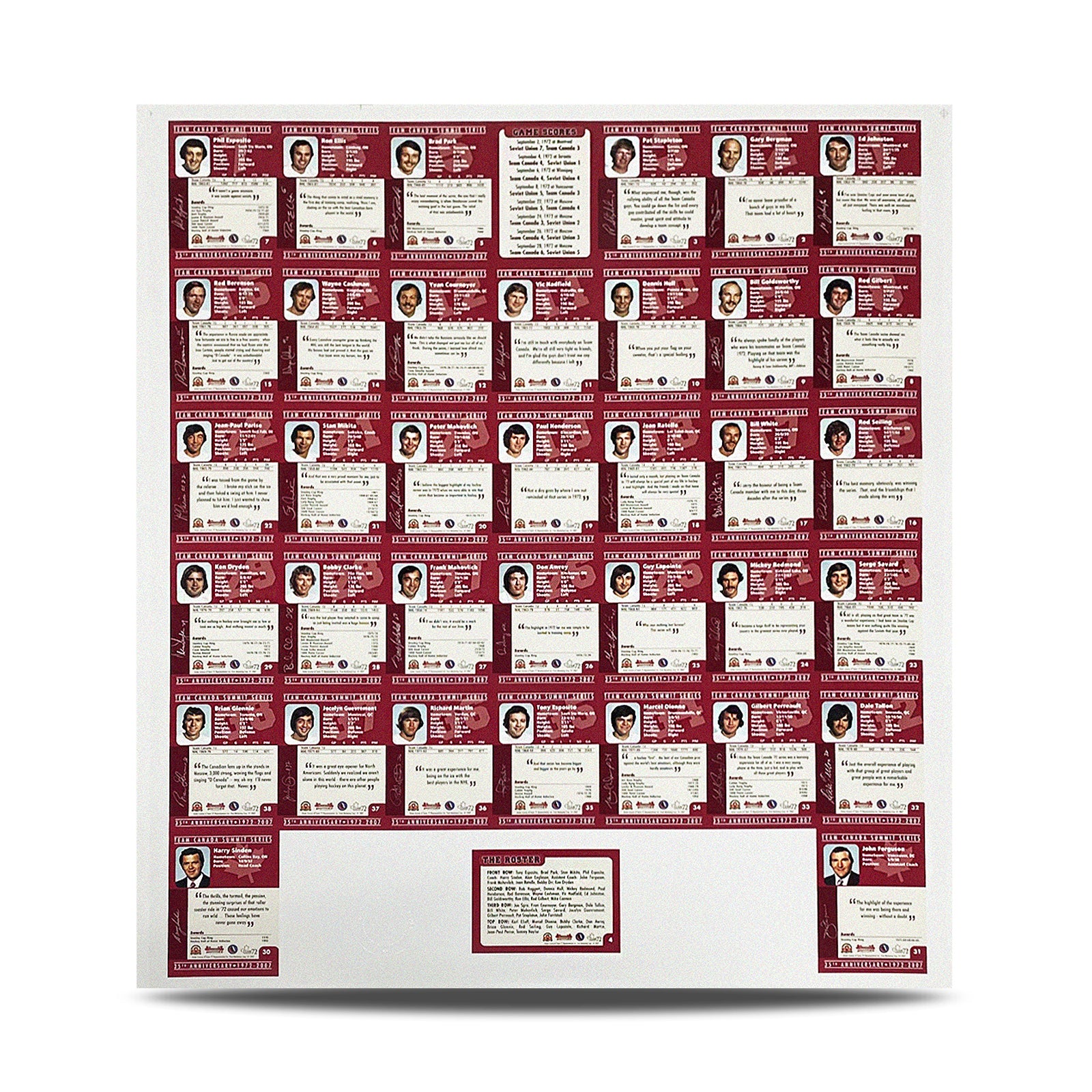 Team Canada 1972 Summit Series 35th Anniversary Collectors Un-Cut Card Set