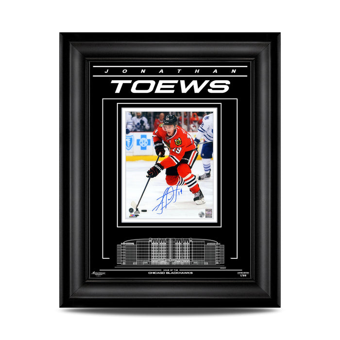 Jonathan Toews Signed Chicago Blackhawks Archival Etched Glass 21X25 Framed Photo