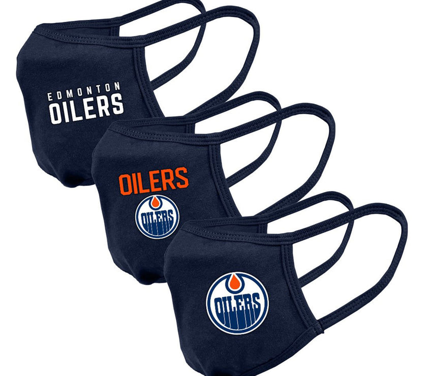 Youth Edmonton Oilers NHL 3-pack Reusable Team Logo Face Masks