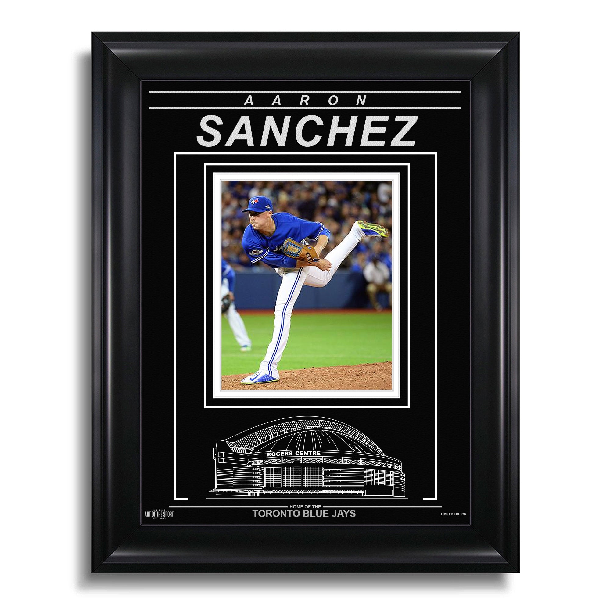 Aaron Sanchez Toronto Blue Jays Engraved Framed Photo - Action Pitch Horizontal - Heritage Hockey™