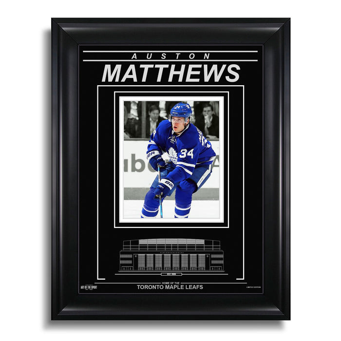 Auston Matthews Toronto Maple Leafs Engraved Framed Photo - Action Spotlight - Heritage Hockey™