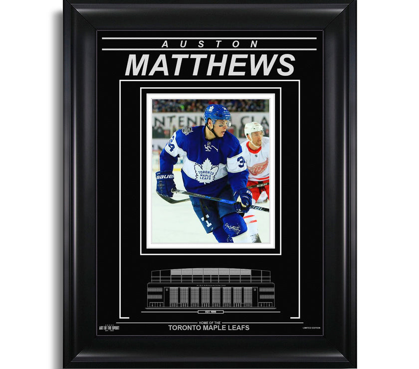 Auston Matthews Toronto Maple Leafs Engraved Framed Photo - Centennial Classic - Heritage Hockey™