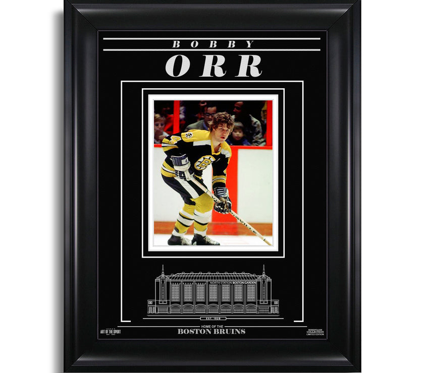 Bobby Orr Boston Bruins Engraved Framed Photo - Action - Heritage Hockey™