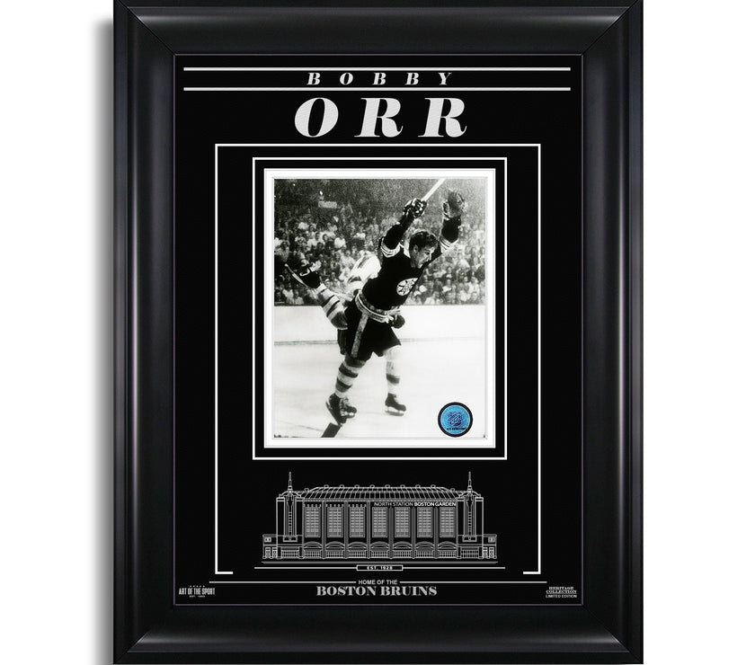 Bobby Orr Boston Bruins Engraved Framed Photo - The Goal - Heritage Hockey™