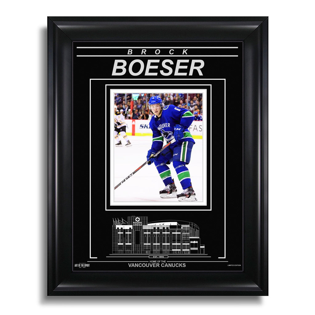 Brock Boeser Vancouver Canucks Engraved Framed Photo - Action