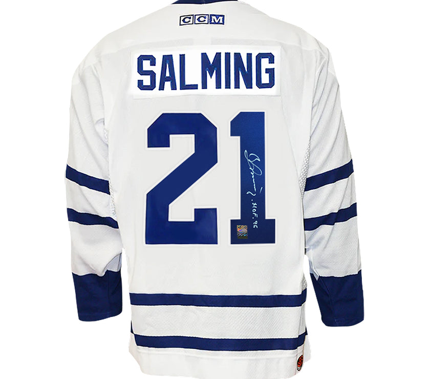 Börje Salming Signed Toronto Maple Leafs CCM White Jersey