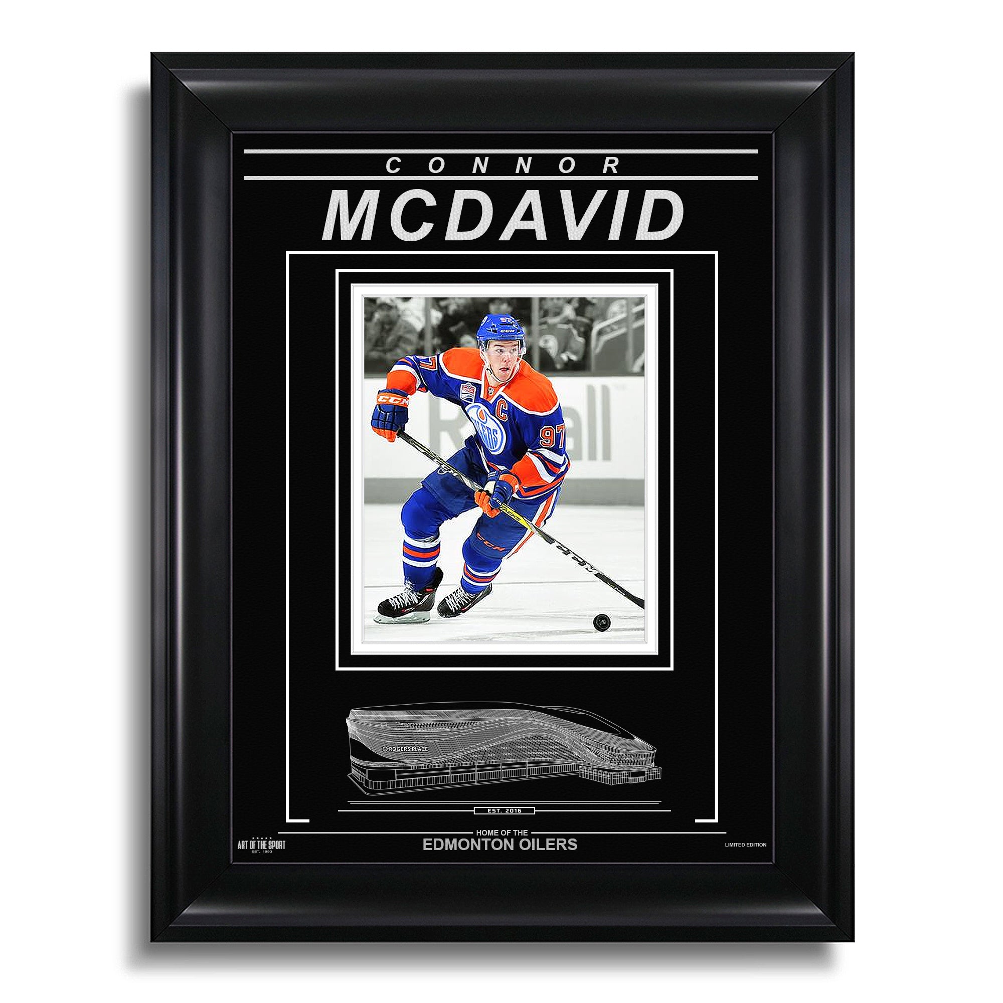 Connor McDavid Edmonton Oilers Engraved Framed Photo - Action Captain Spotlight - Heritage Hockey™