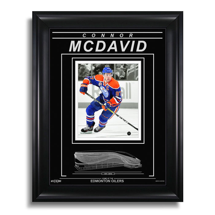 Connor McDavid Edmonton Oilers Engraved Framed Photo - Action Captain Spotlight - Heritage Hockey™