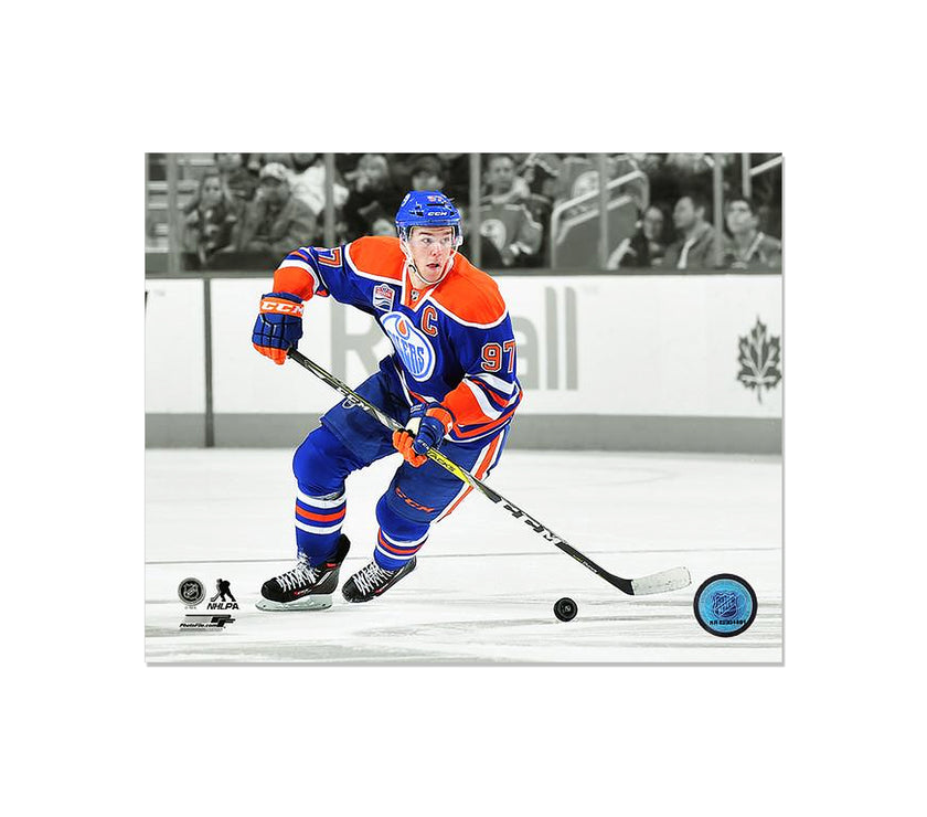 Connor McDavid Edmonton Oilers Engraved Framed Photo - Action Captain Spotlight - Heritage Hockey™