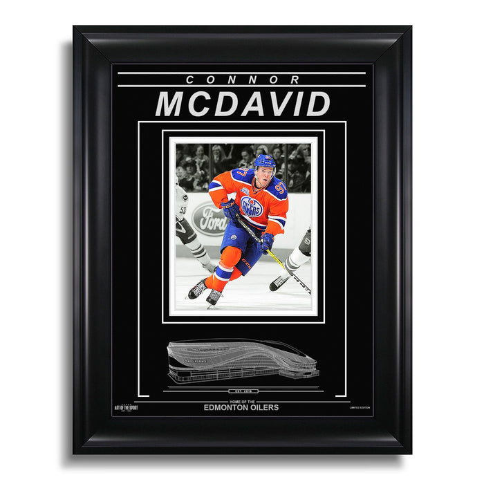Connor McDavid Edmonton Oilers Engraved Framed Photo - Action Spotlight - Heritage Hockey™