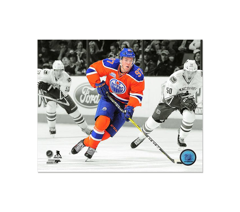 Connor McDavid Edmonton Oilers Engraved Framed Photo - Action Spotlight - Heritage Hockey™