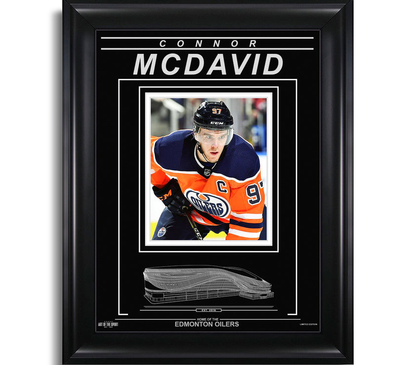 Connor McDavid Edmonton Oilers Engraved Framed Photo - Captain Closeup - Heritage Hockey™