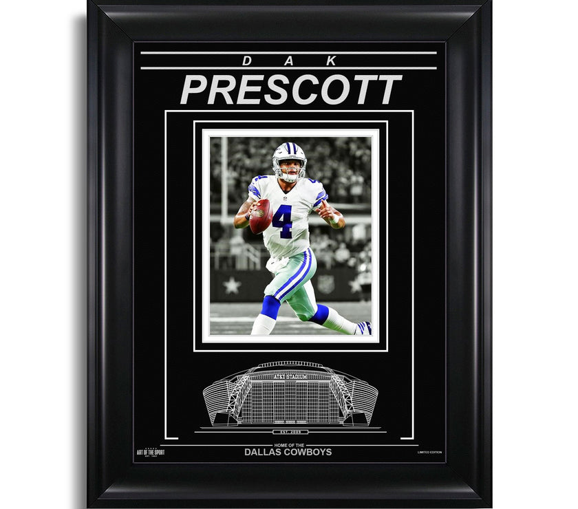Dak Prescott Dallas Cowboys Engraved Framed Photo - Focus