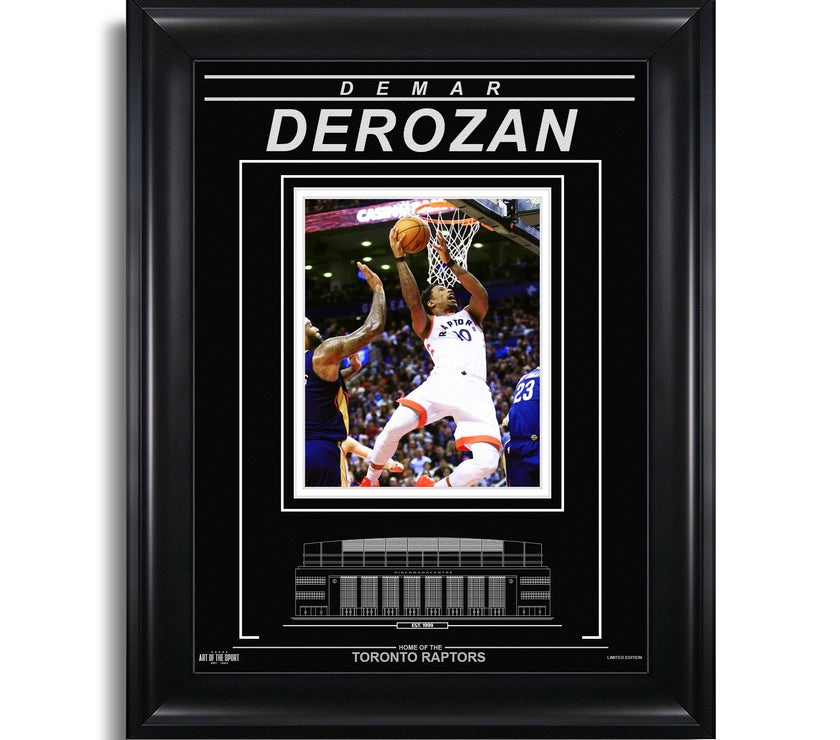 DeMar DeRozan Toronto Raptors Engraved Framed Photo - Action Airborne - Heritage Hockey™