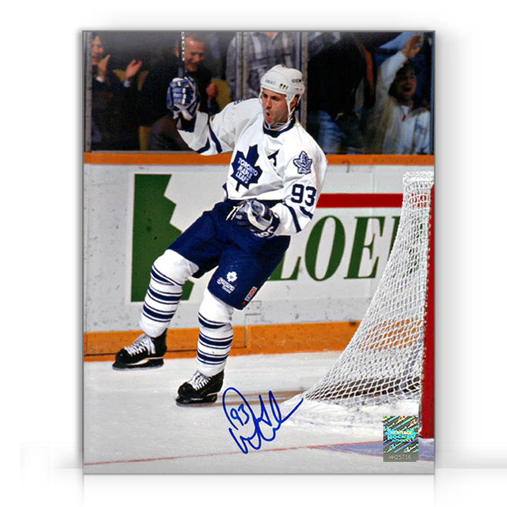 Doug Gilmour a signé une photo de célébration du but des Maple Leafs de Toronto 8 x 10
