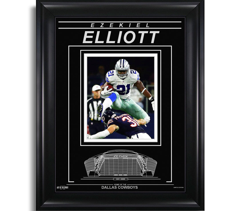 Ezekiel Elliott Dallas Cowboys Engraved Framed Photo - Action