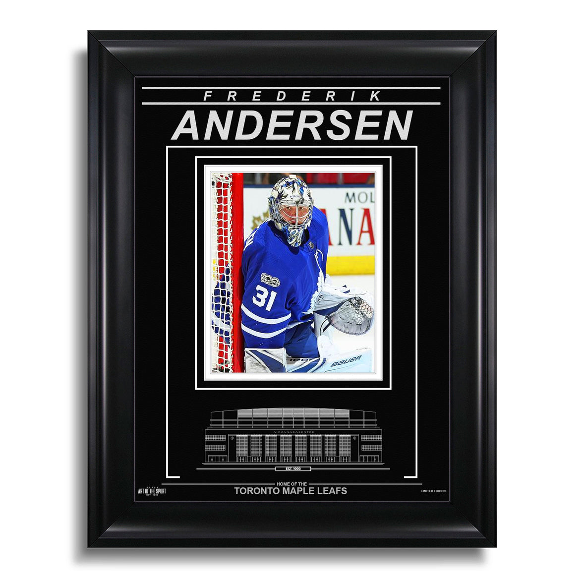 Frederik Andersen Toronto Maple Leafs Engraved Framed Photo - Focus - Heritage Hockey™