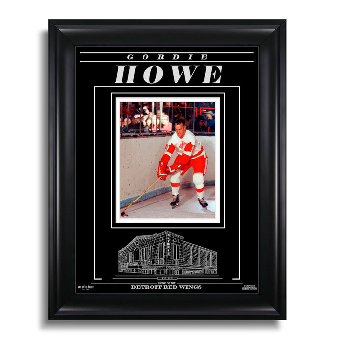 Gordie Howe Detroit Red Wings Engraved Framed Photo - Action - Heritage Hockey™