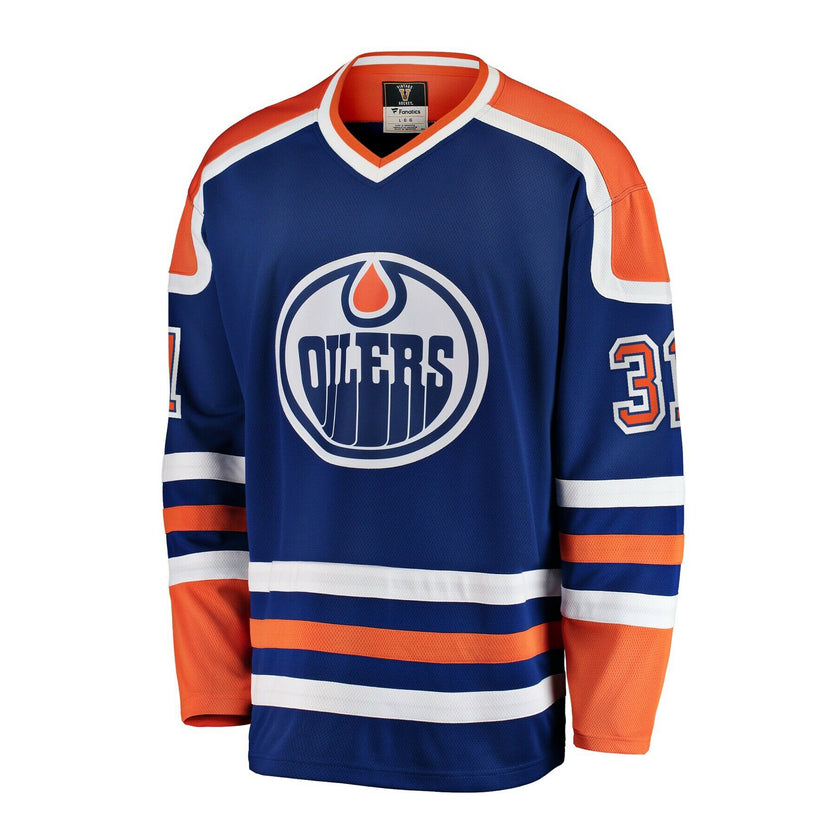 Grant Fuhr Signed Edmonton Oilers Fanatics Vintage Blue Jersey