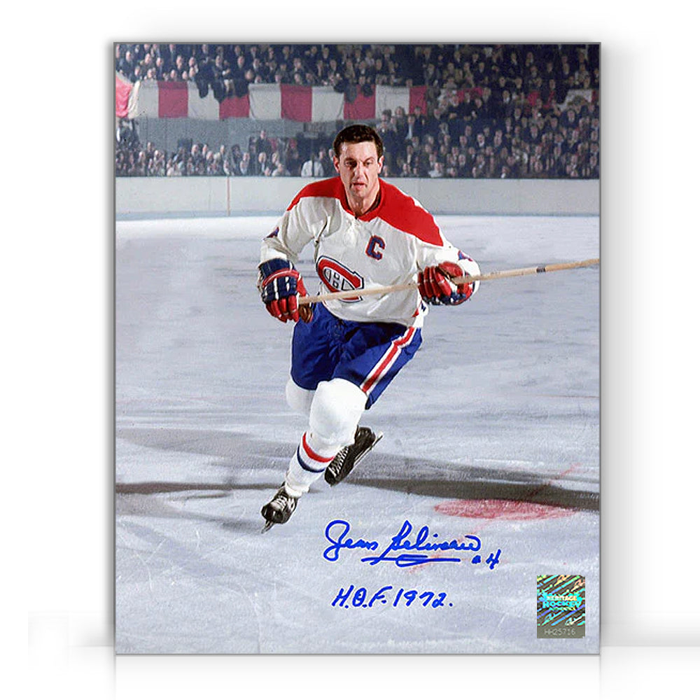 Jean Beliveau Signed Montreal Canadiens Captain Action 8X10 Photo