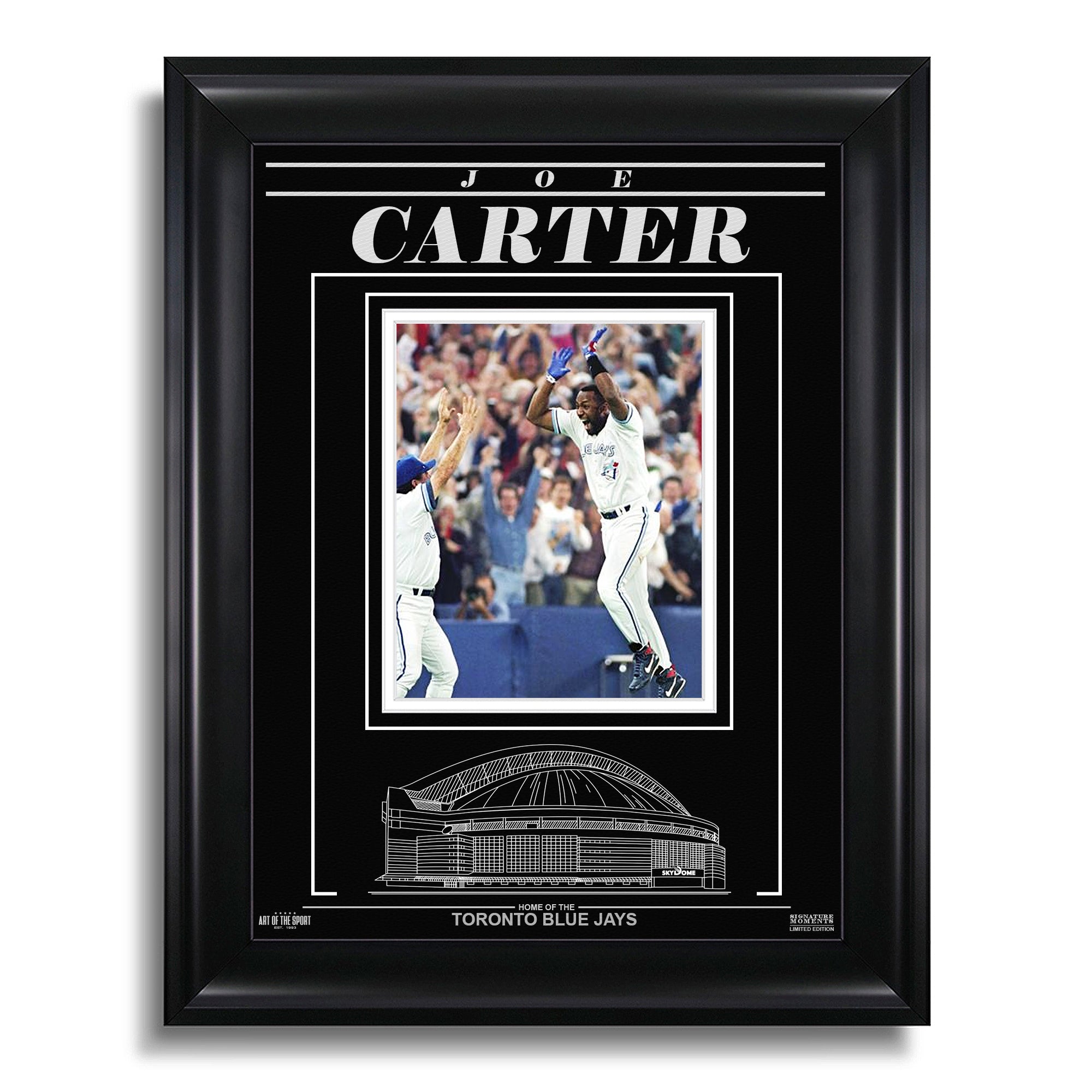 Joe Carter Toronto Blue Jays Engraved Framed Photo - 1993 World Series Home Run - Heritage Hockey™