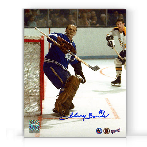 Johnny Bower Signed Toronto Maple Leafs Maple Leaf Goalie Mask 8X10 Photo