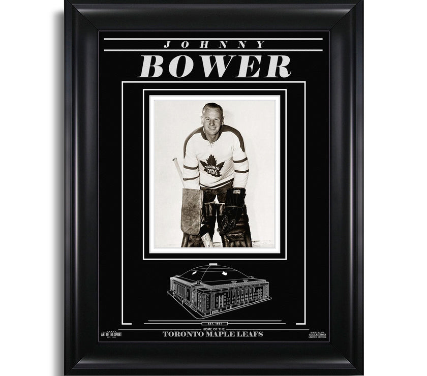 Johnny Bower Toronto Maple Leafs Engraved Framed Photo - Still - Heritage Hockey™