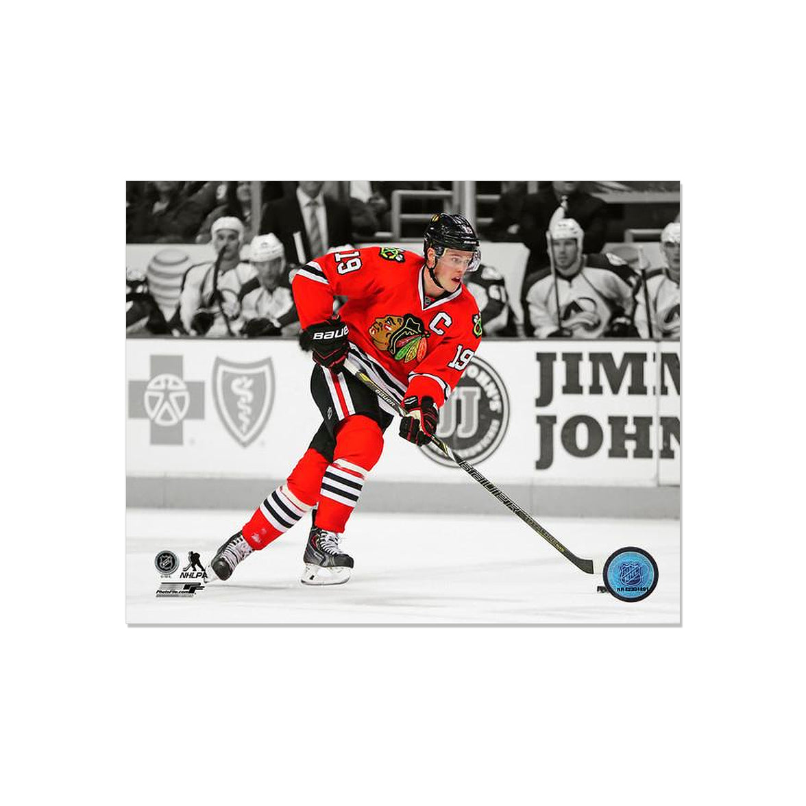 Jonathan Toews Chicago Blackhawks Engraved Framed Photo - Action Spotlight - Heritage Hockey™